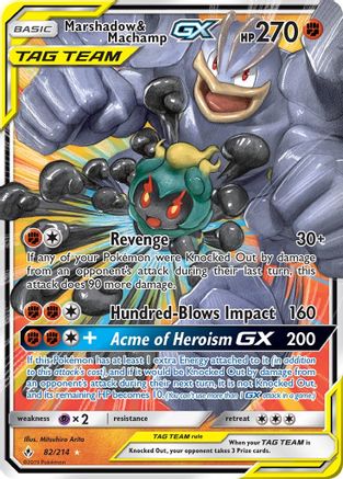 Marshadow & Machamp GX (82/214) - SM  Unbroken Bonds Holofoil - Ultra Rare