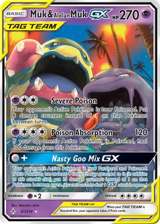 Muk & Alolan Muk GX (61/214) - SM  Unbroken Bonds Holofoil - Ultra Rare