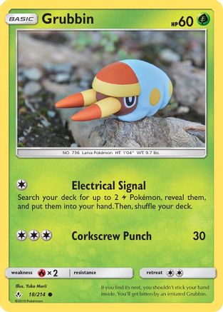 Grubbin (18/214) - SM  Unbroken Bonds Reverse Holofoil - Common