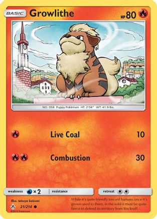 Growlithe (21/214) - SM  Unbroken Bonds  - Common