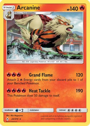 Arcanine (22/214) - SM  Unbroken Bonds Reverse Holofoil - Holo Rare