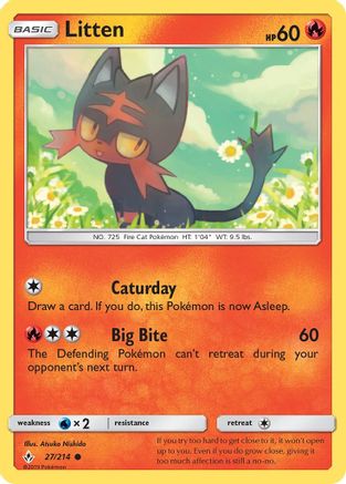 Litten (27/214) - SM  Unbroken Bonds Reverse Holofoil - Common