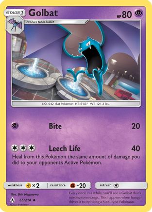 Golbat (65/214) - SM  Unbroken Bonds Reverse Holofoil - Uncommon
