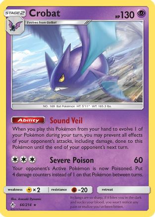Crobat (66/214) - SM  Unbroken Bonds Reverse Holofoil - Holo Rare