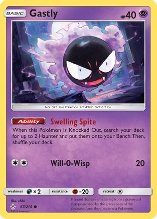 Gastly (67/214) - SM  Unbroken Bonds Reverse Holofoil - Common