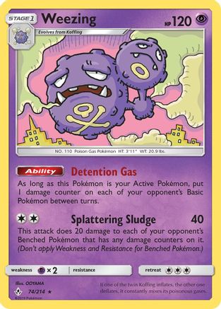 Weezing (74/214) - SM  Unbroken Bonds Reverse Holofoil - Rare