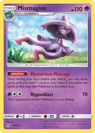 Mismagius (78/214) - SM  Unbroken Bonds Reverse Holofoil - Rare