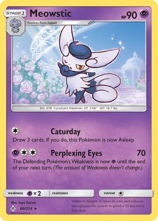 Meowstic (80/214) - SM  Unbroken Bonds Reverse Holofoil - Rare