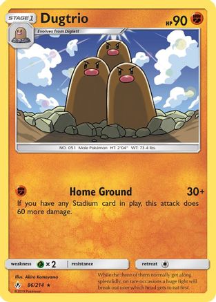 Dugtrio (86/214) - SM  Unbroken Bonds Reverse Holofoil - Rare