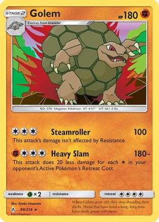 Golem (89/214) - SM  Unbroken Bonds Holofoil - Holo Rare