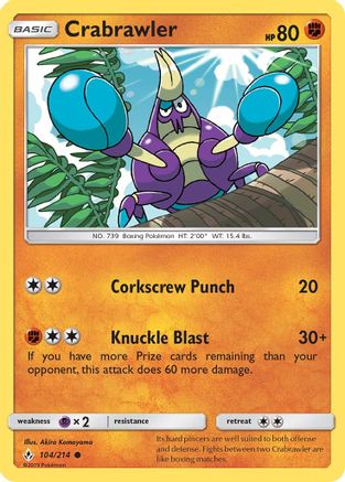 Crabrawler (104/214) - SM  Unbroken Bonds Reverse Holofoil - Common