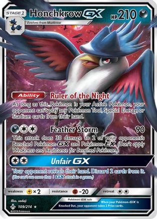Honchkrow GX (109/214) - SM  Unbroken Bonds Holofoil - Ultra Rare