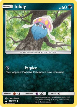 Inkay (118/214) - SM  Unbroken Bonds Reverse Holofoil - Common
