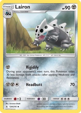 Lairon (124/214) - SM  Unbroken Bonds Reverse Holofoil - Uncommon