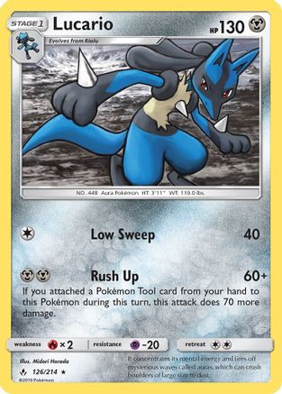 Lucario (126/214) - SM  Unbroken Bonds Reverse Holofoil - Holo Rare