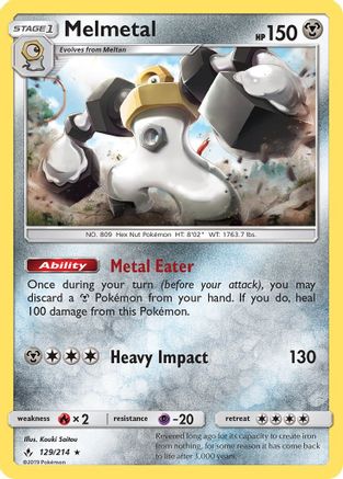 Melmetal 129/214 - Unbroken Bonds Reverse Holofoil