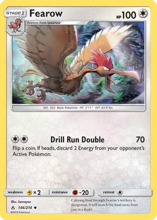 Fearow 146 - SM  Unbroken Bonds Reverse Holofoil - Uncommon