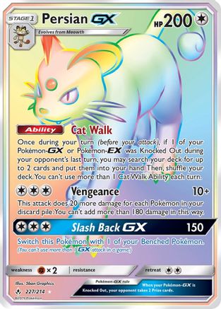 Persian GX (Secret) (227/214) - SM  Unbroken Bonds Holofoil - Secret Rare