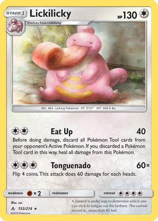 Lickilicky (153/214) - SM  Unbroken Bonds Reverse Holofoil - Rare