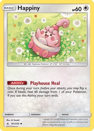 Happiny (161/214) - SM  Unbroken Bonds Reverse Holofoil - Uncommon