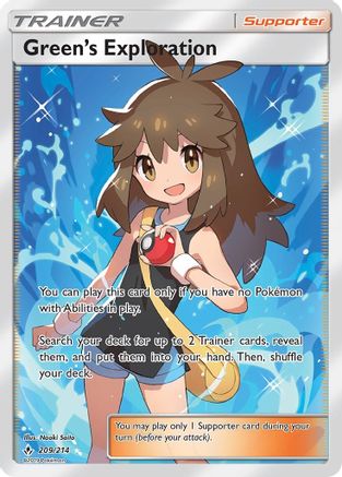 Green's Exploration (Full Art) (209/214) - SM  Unbroken Bonds Holofoil - Ultra Rare