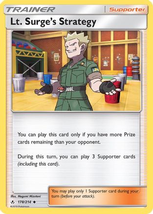 Lt. Surge's Strategy (178/214) - SM  Unbroken Bonds Reverse Holofoil - Uncommon