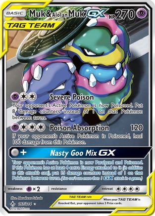 Muk & Alolan Muk GX  (Full Art) (197/214) - SM  Unbroken Bonds Holofoil - Ultra Rare
