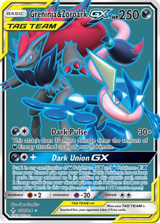 Greninja & Zoroark GX  (Full Art) (200/214) - SM  Unbroken Bonds Holofoil - Ultra Rare