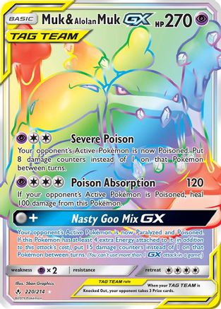 Muk & Alolan Muk GX (Secret) (220/214) - SM  Unbroken Bonds Holofoil - Secret Rare