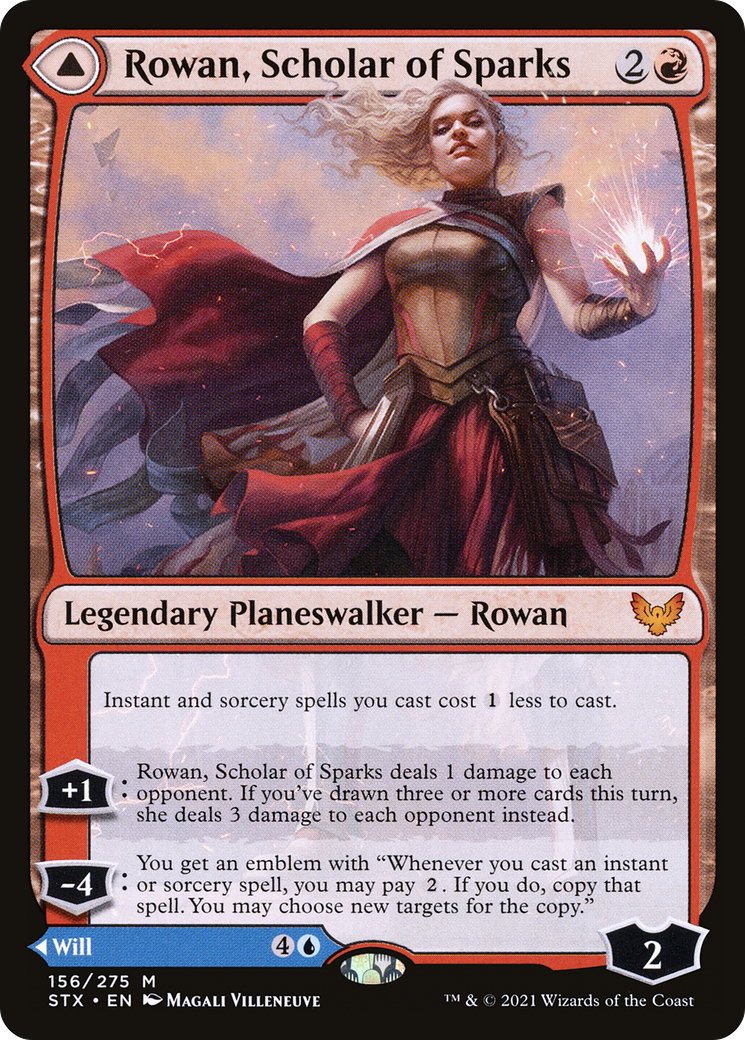 Rowan, Scholar of Sparks // Will, Scholar of Frost (STX-156) - Strixhaven: School of Mages Foil