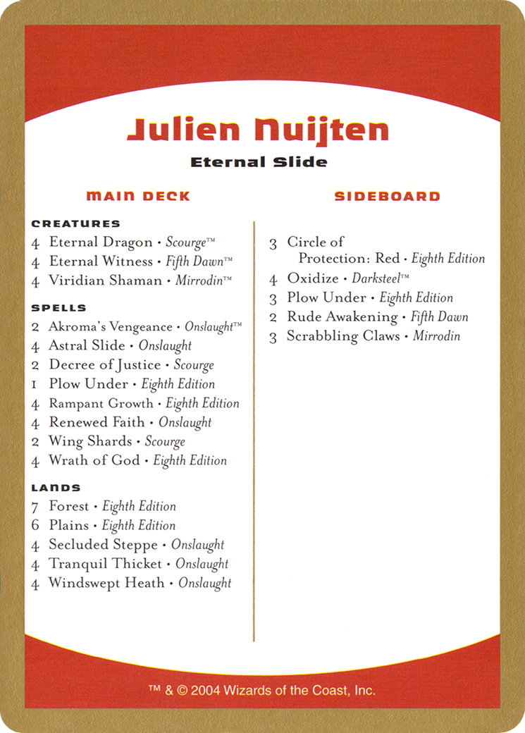 Julien Nuijten Decklist (WC04-JN0B) - World Championship Decks 2004