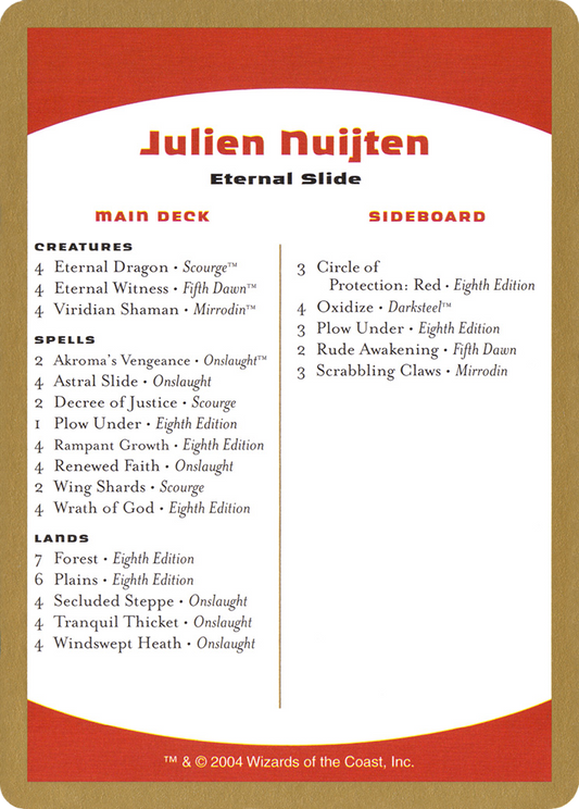 Julien Nuijten Decklist (WC04-JN0B) - World Championship Decks 2004