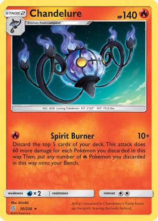 Chandelure - 030/236 - SM  Unified Minds Reverse Holofoil - Holo Rare