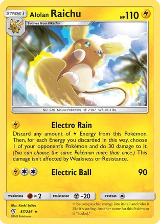 Alolan Raichu (57/236) - SM  Unified Minds Reverse Holofoil - Holo Rare