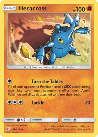 Heracross (107/236) - SM  Unified Minds Reverse Holofoil - Uncommon