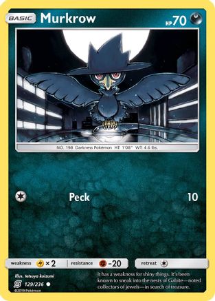 Murkrow (129/236) - SM  Unified Minds Reverse Holofoil - Common