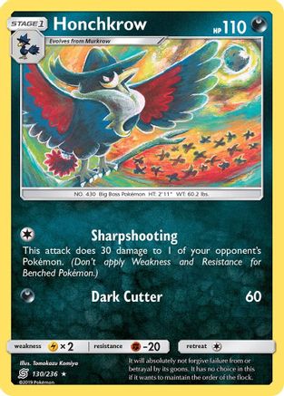 Honchkrow 130/236 - SM  Unified Minds Reverse Holofoil - Rare