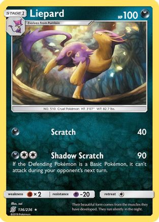 Liepard (136/236) - SM  Unified Minds Reverse Holofoil - Rare