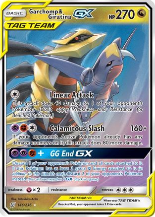 Garchomp & Giratina GX (146/236) - SM  Unified Minds Holofoil - Ultra Rare