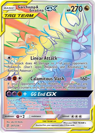 Garchomp & Giratina GX (Secret) - 247/236 - SM  Unified Minds Holofoil