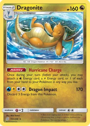 Dragonite (151/236) - SM  Unified Minds Reverse Holofoil - Rare