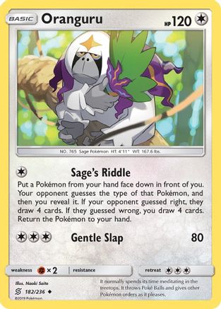 Oranguru (182/236) - SM  Unified Minds Reverse Holofoil - Uncommon