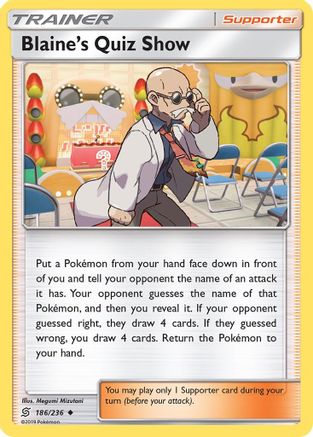Blaine's Quiz Show (186/236) - SM  Unified Minds Reverse Holofoil - Uncommon