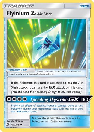 Flyinium Z: Air Slash (195/236) - SM  Unified Minds Reverse Holofoil - Uncommon