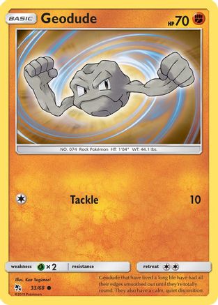 Geodude (33/68) - Hidden Fates Reverse Holofoil - Common