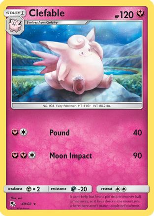 Clefable 40/68 - Hidden Fates Reverse Holofoil