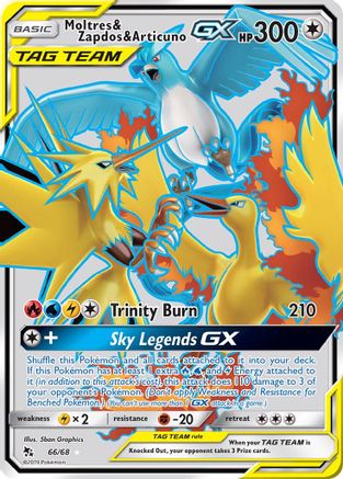 Moltres & Zapdos & Articuno GX (Full Art) (66/68) - Hidden Fates Holofoil - Ultra Rare