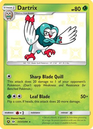 Dartrix (SV3/SV94) - Hidden Fates Shiny Vault Holofoil - Shiny Holo Rare