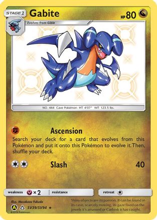 Gabite (SV39/SV94) - Hidden Fates Shiny Vault Holofoil - Shiny Holo Rare