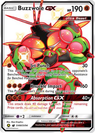 Buzzwole GX (SV68/SV94) - Hidden Fates Shiny Vault Holofoil - Shiny Holo Rare